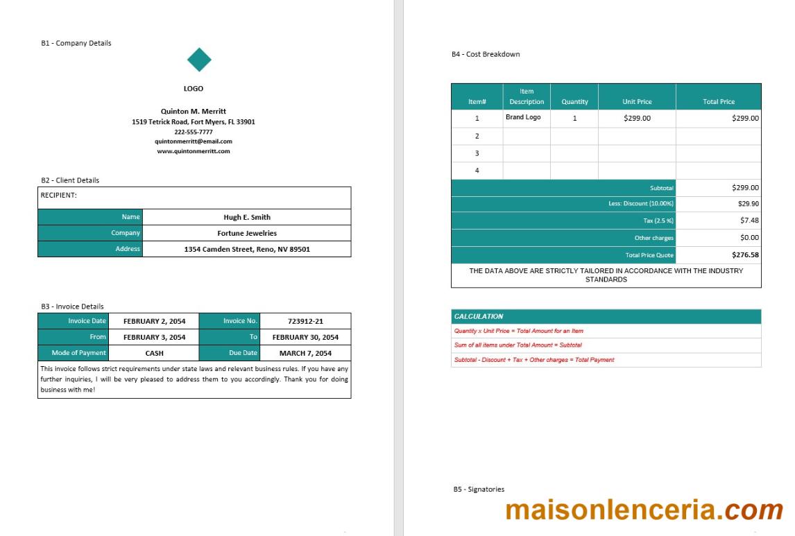 Przykładowy szablon faktury Freelancer w formatach Word i PDF